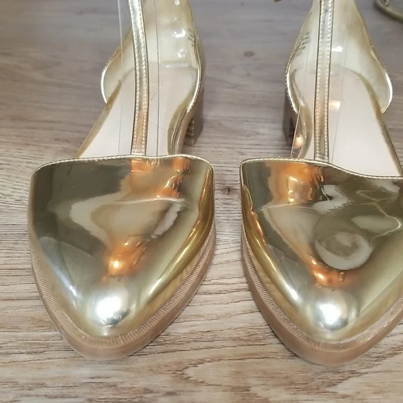 Nine West Womens Gild Metallic Closed Toe Ankle Strap Shoes Size 8M - Picture 2 of 12
